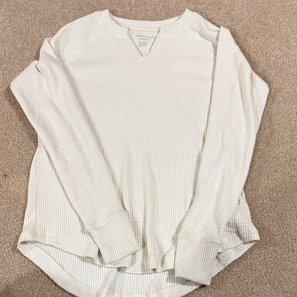 American Eagle Outfitters Cream Long Sleeve Top